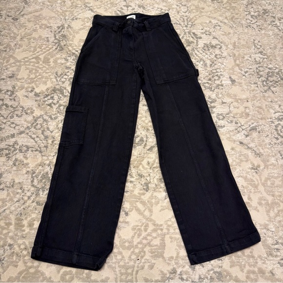 Aritzia Sunday Best Oscar Cargo Black Wide-Leg Denim Pants Size 2 Women’s - Picture 3 of 9